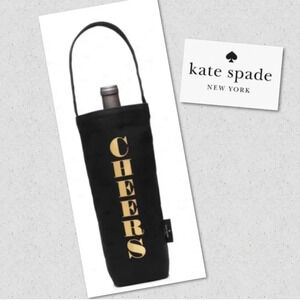 Kate Spade Cheers Wine Tote - Black Canvas - NWT
